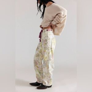 We The Free Moxie Printed Flocked Barrel Jeans